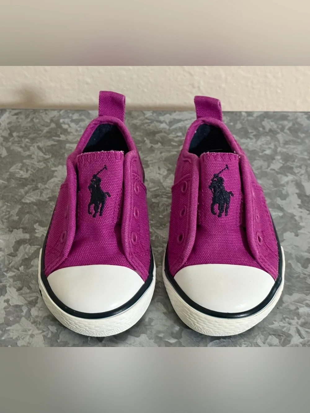 Polo by Ralph Lauren Raymond Kids Slip-On Canvas Sneakers, Berry Pink, Size 4.5